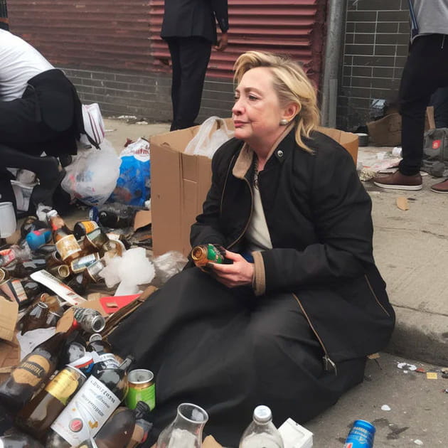 Personnalit&eacute;s sans-abris&nbsp;: Hillary Clinton - Image IA