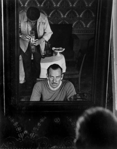 Robert Capa avec l'&eacute;crivain John Steinbeck