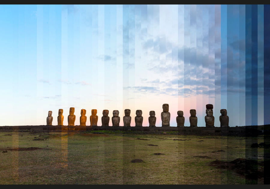 L'Ahu Tongariki jusqu'au coucher de soleil