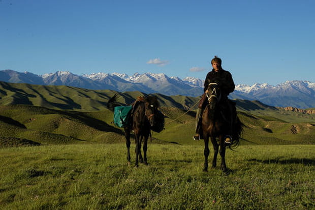 Cavalier des steppes en Asie centrale