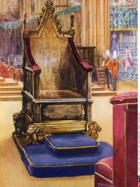 La &quot;pierre du destin&quot; plac&eacute;e sous le tr&ocirc;ne de Charles