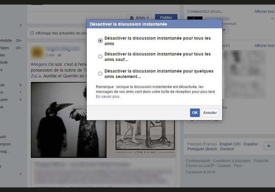 D&eacute;sactivez Facebook Messenger