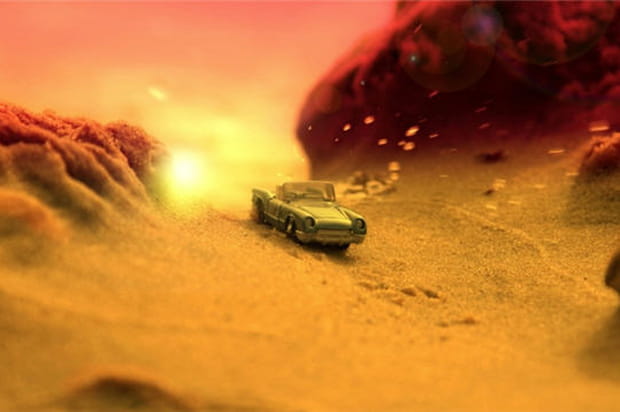 Décapotable au coucher du soleil