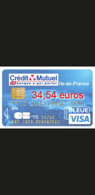 9e ex-aequo&nbsp;: Cr&eacute;dit mutuel IDF avec&nbsp;une&nbsp;Visa&nbsp;classic &agrave; 34,54&nbsp;euros