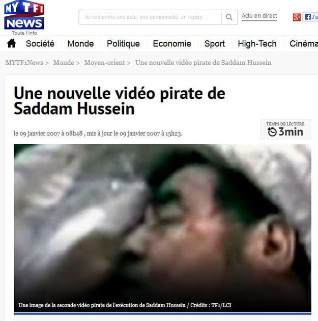 La d&eacute;pouille de Saddam Hussein