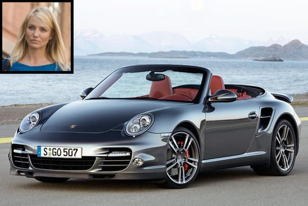Cameron Diaz en Porsche Turbo Cabriolet 997