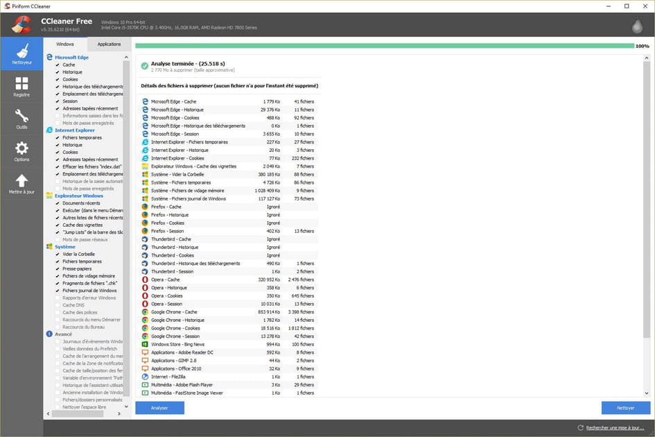 CCleaner, d&eacute;poussi&eacute;rez le syst&egrave;me