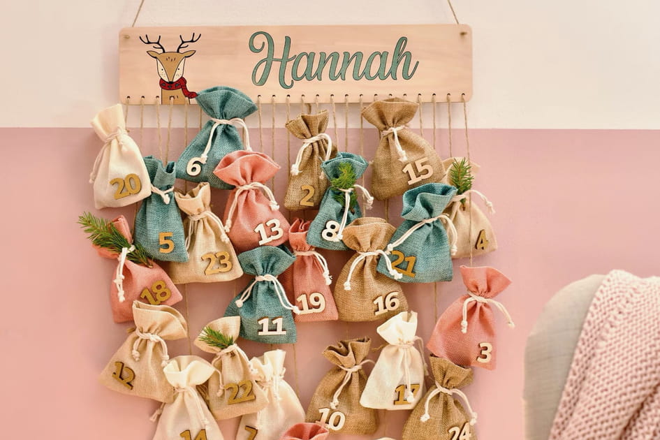 Un calendrier de l'Avent personnalis&eacute; au nom de votre enfant