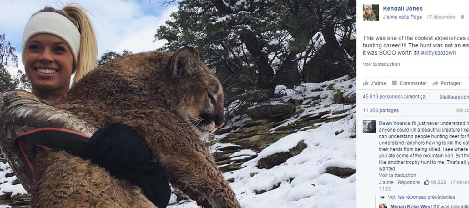 Kendall Jones : la pom-pom girl tueuse d'animaux récidive avec un puma