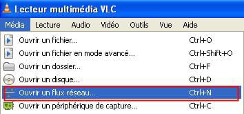 l'option ouvrir la vidéo d'une url dans le menu media.