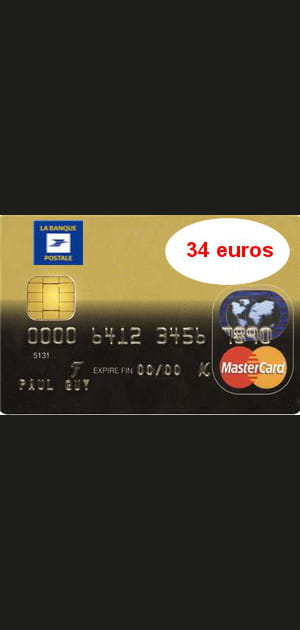 6e ex-aequo - La Banque postale (Mastercard)&nbsp;: 34&nbsp;euros&nbsp;par&nbsp;an