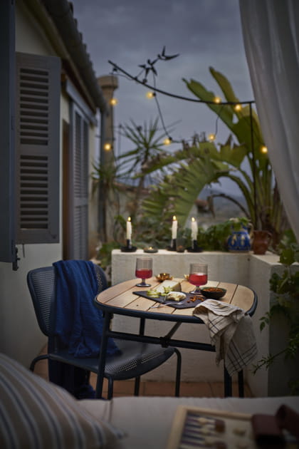 Ambiance aux chandelles sur le balcon