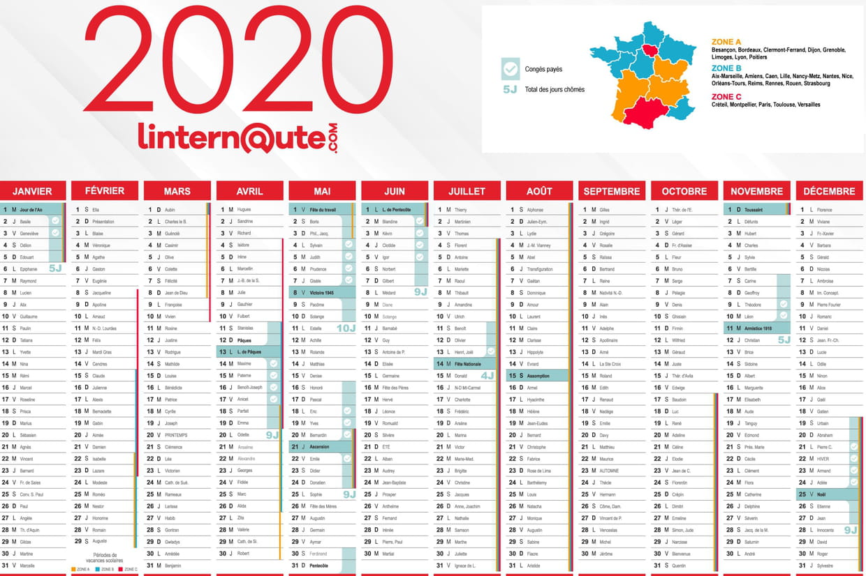 jours fériés 2020 impots