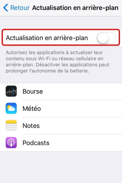 Interdisez la connexion des applications en arri&egrave;re-plan
