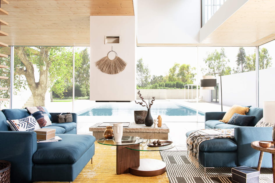 Une touche de bleue dans le salon