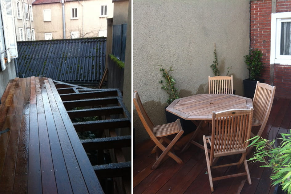 La construction de la terrasse en bois