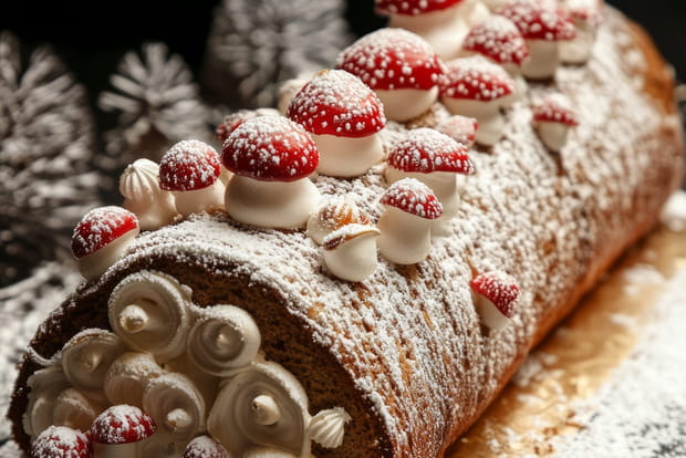 Des champignons en meringue pour décorer la bûche de Noël