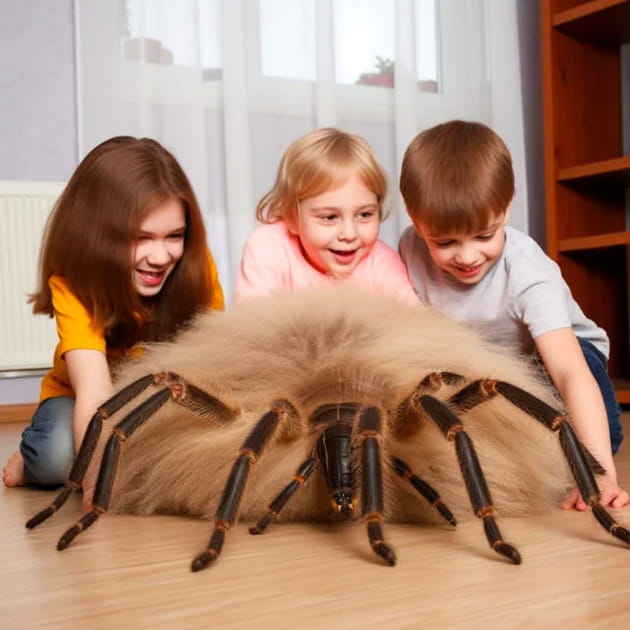 Une mygale en animal de compagnie pour les enfants&nbsp;! - Image IA