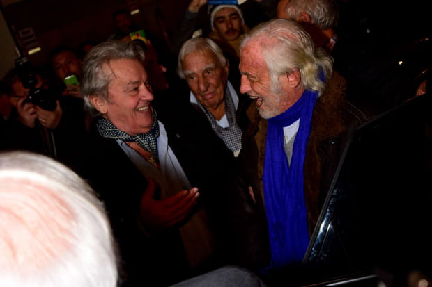 Alain Delon et Jean Paul Belmondo lors de l'inauguration de la grande roue de Paris