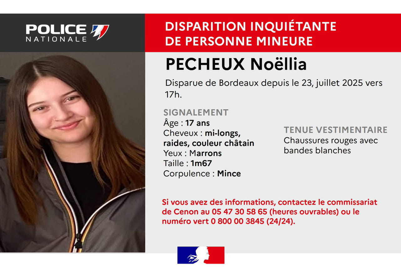 Disparition inquiétante de Noëllia, 17 ans, à Bordeaux : un appel à témoins lancé