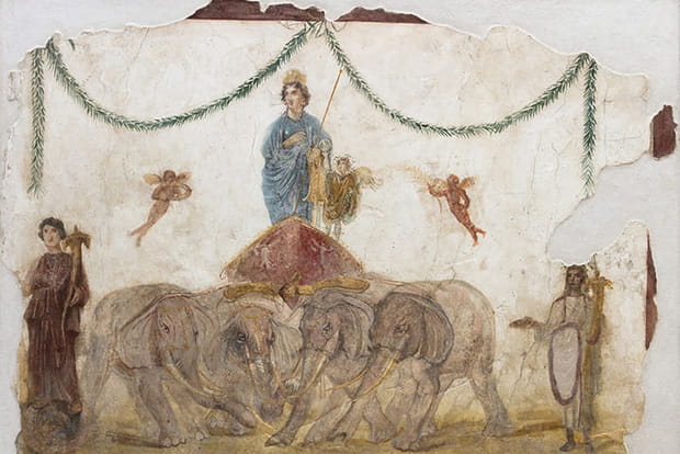 Vénus sur son char tirée par des éléphants
