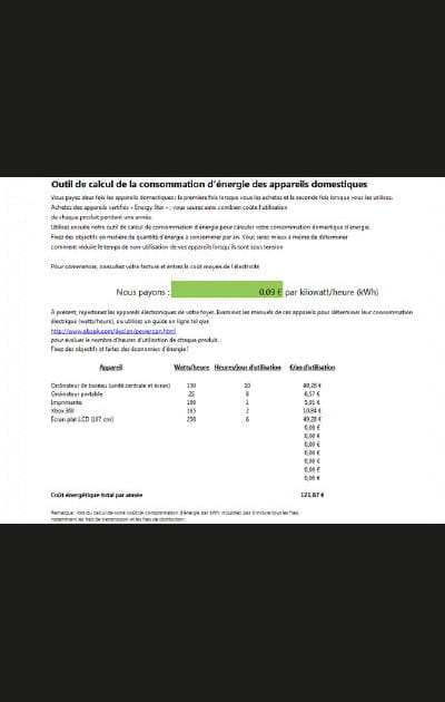 Calculer sa consommation d'&eacute;nergie