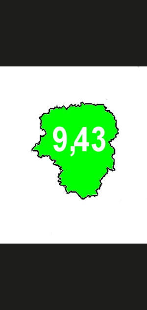 22e&nbsp;: Limousin. 9,43&nbsp;naissances pour 1&nbsp;000&nbsp;habitants