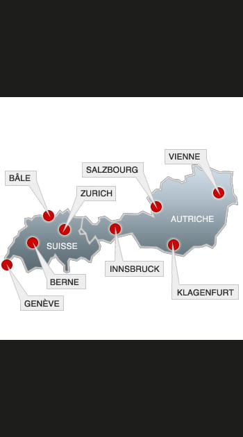 Carte des villes de l'Euro 2008