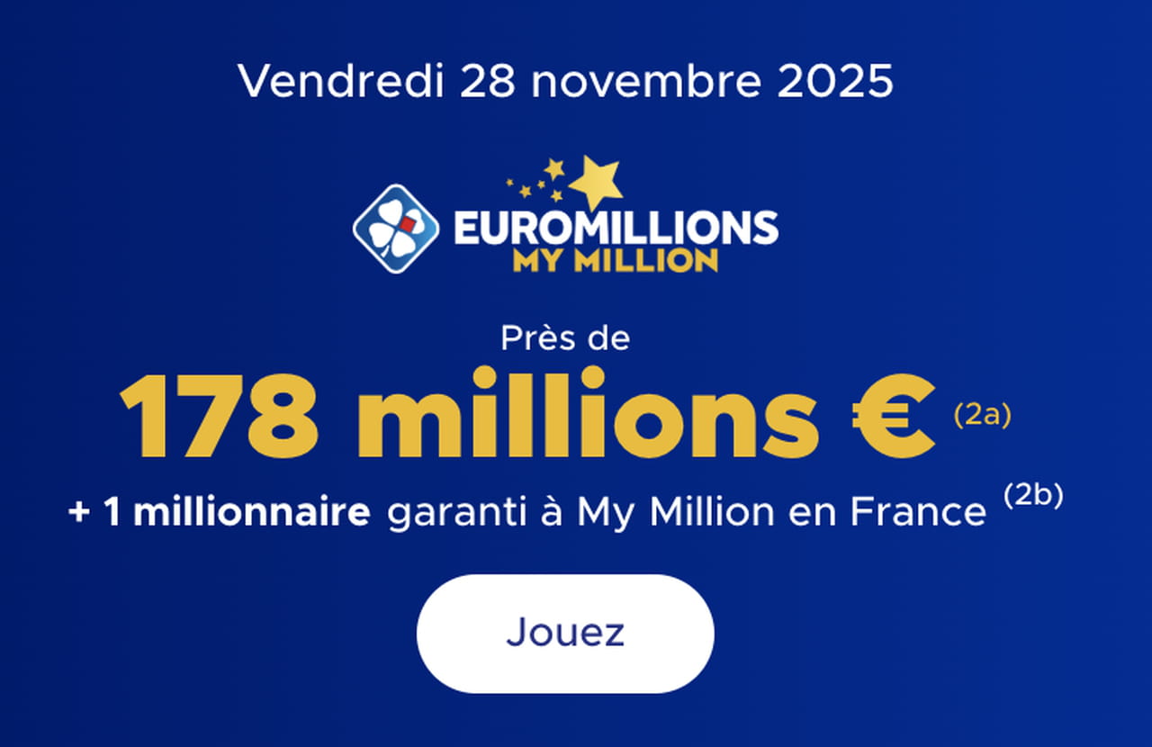 Résultat Euromillions (FDJ) : le tirage de ce vendredi 28 novembre 2025, 178 millions d'euros en jeu