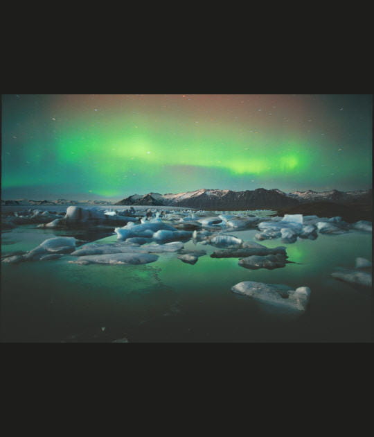 Aurore bor&eacute;ale &agrave; Jokusarlon, Islande