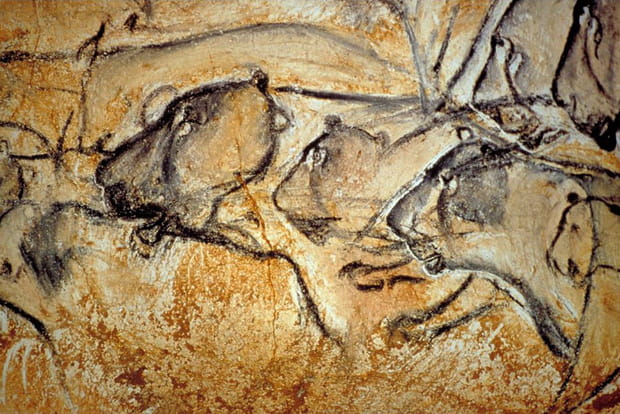 Lions en chasse sur le grand panneau de la Salle du fond