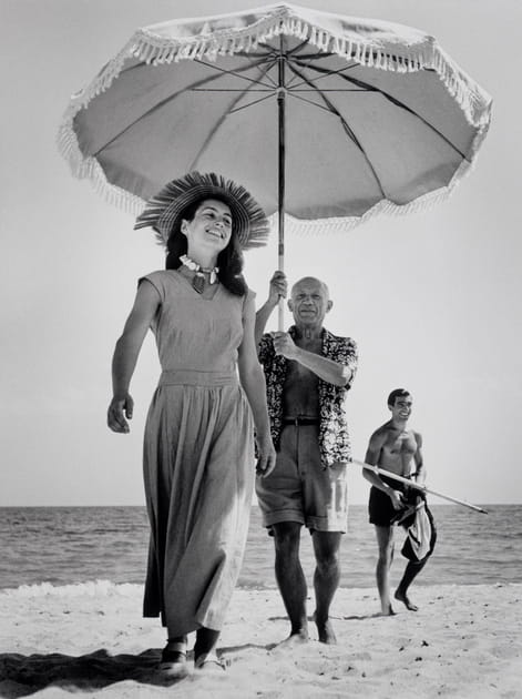 Pablo Picasso et sa compagne Fran&ccedil;oise Gilot