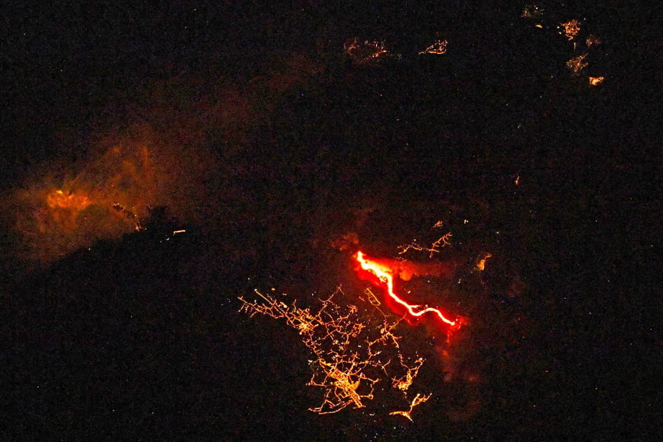Vue spatiale du Cumbre Vieja