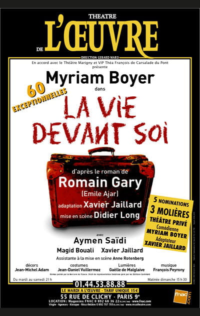 La vie devant soi &agrave; Paris et en tourn&eacute;e