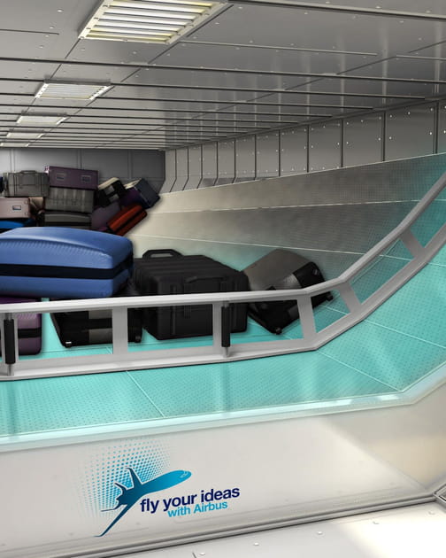 Des bagages extraits des soutes sur un coussin d'air