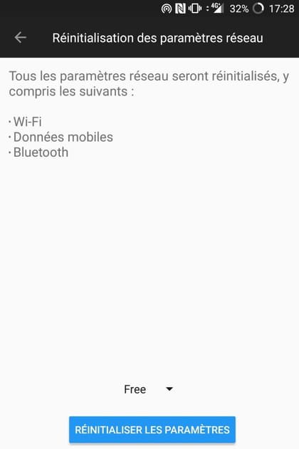 R&eacute;initialiser les param&egrave;tres r&eacute;seau