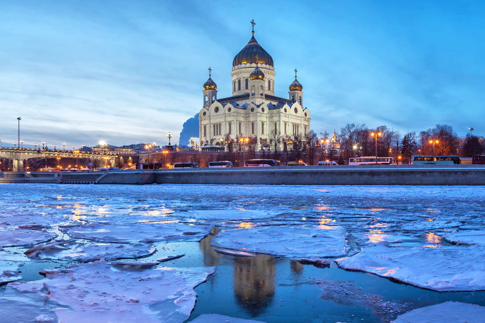 La capitale de la Russie &agrave; la tomb&eacute;e de la nuit