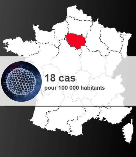 9e r&eacute;gion la plus touch&eacute;e par la varicelle (ex-aequo) : l'Ile-de-France