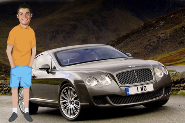 Cristiano Ronaldo en Bentley Continental GT Speed