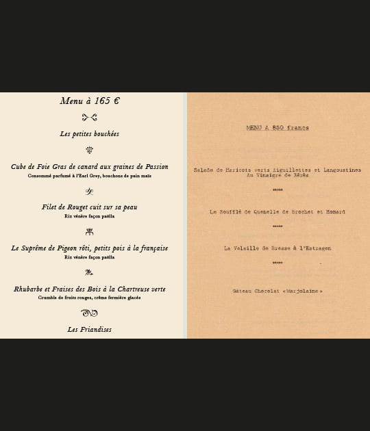 Menu des 30&nbsp;ans