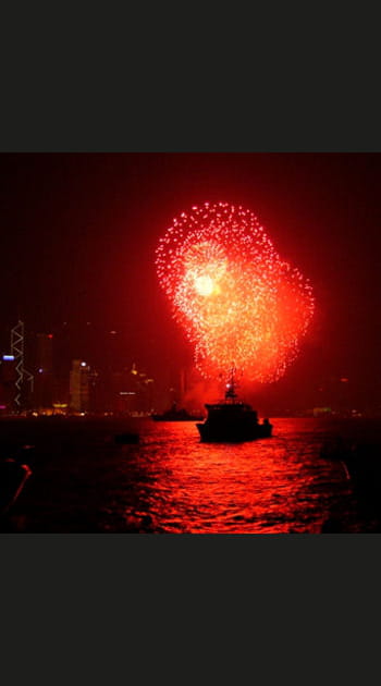 Feux d'artifice dans la baie de&nbsp;Hong Kong