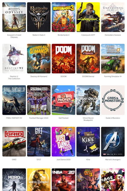 Quels jeux sont inclus avec Google Stadia&nbsp;?