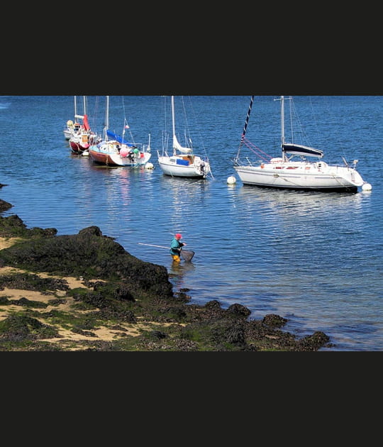 P&ecirc;cheur de crevettes dans l'Aber