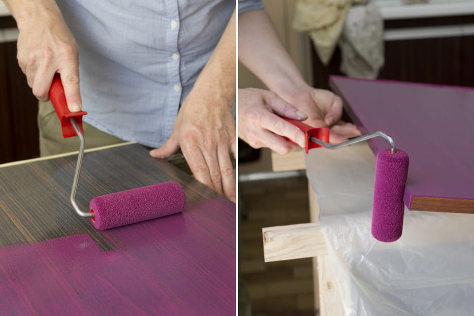 Application de la premi&egrave;re couche de peinture