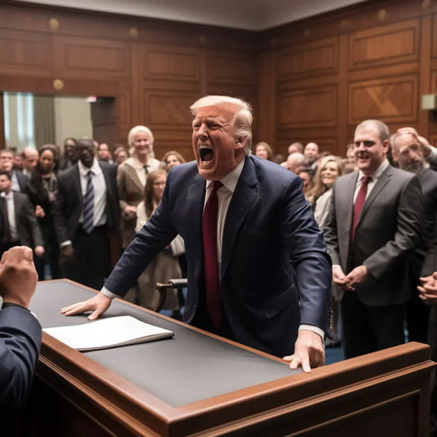 Donald Trump au tribunal - Image IA