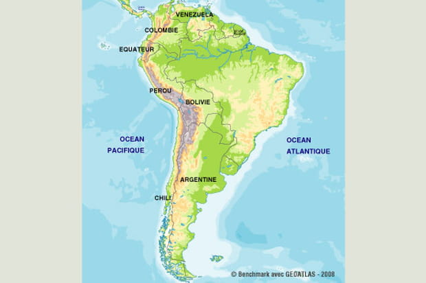 La carte de la cordillère des Andes