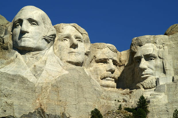 Les 4 présidents du Mont Rushmore aux Etats-Unis