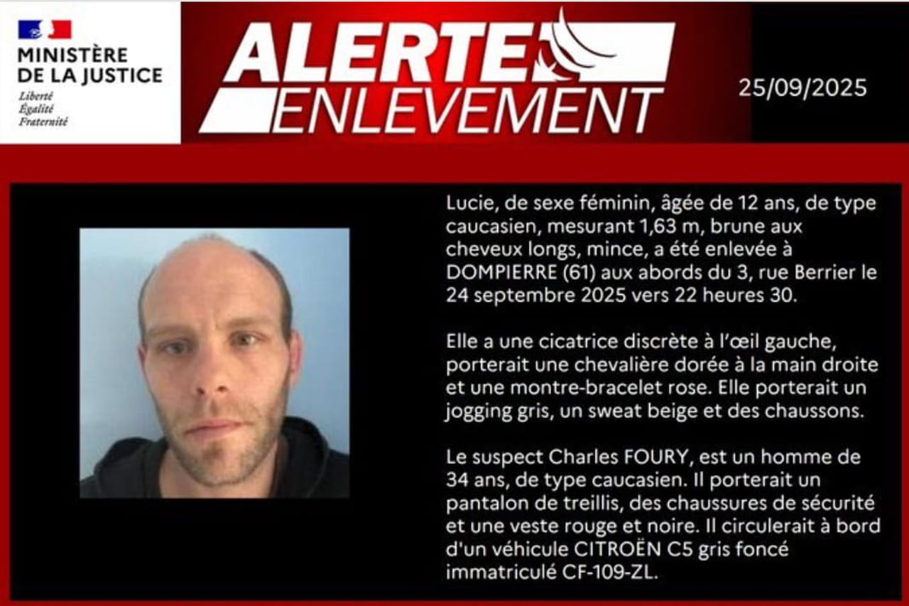 Alerte enlèvement : Lucie, 12 ans, a disparu dans l'Orne, voici le signalement du suspect