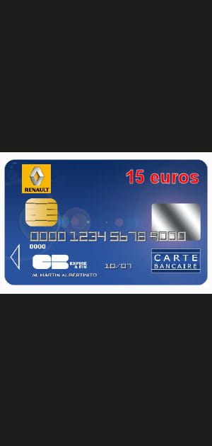 7e ex-aequo&nbsp;: Renault avec une carte bleue Visa &agrave; 15&nbsp;euros&nbsp;par&nbsp;an