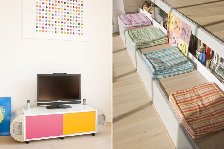 Des touches de couleurs dans le salon